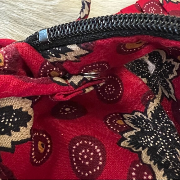 Vintage VERA BRADLEY Red Coin 1999Wallet on a String Black Yellow Velcro Leaves - Picture 6 of 14